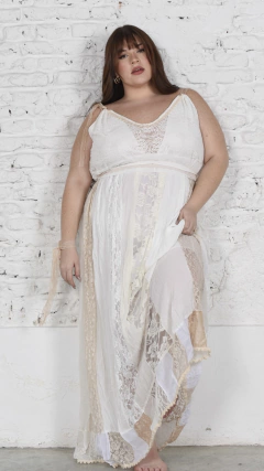 VESTIDO ORQUIDEA BLANCA PATCHWORK - tienda online