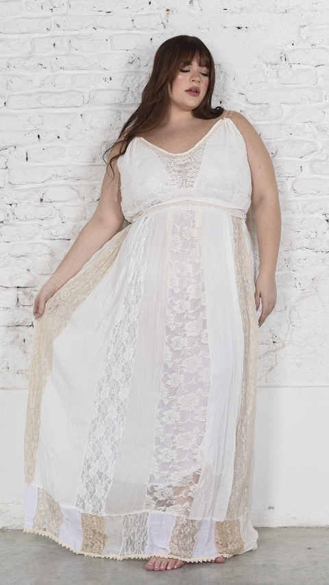 VESTIDO ORQUIDEA BLANCA PATCHWORK