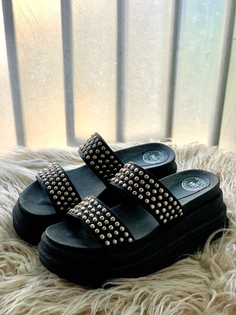 Sandalias Aretha Negra tachas