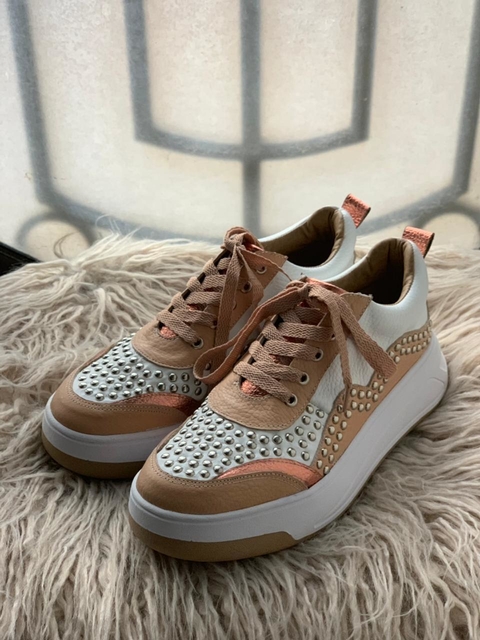 Zapatillas LOREN Blanco y nude