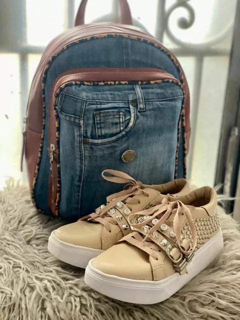 Conjunto Zapatillas NY Nude y Mochi Cande jean con print y Suela