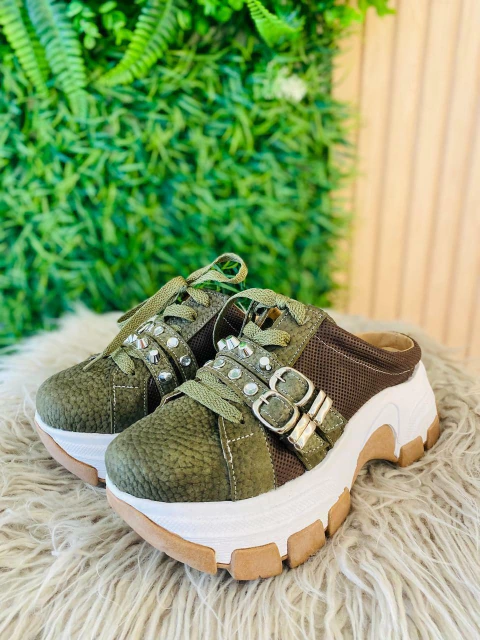 Zapatillas Suecos July Marron y Verde Oliva - comprar online