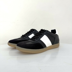 Zapatilla Grecia Cuero Negro y Blanco