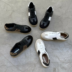 Zapatilla Grecia Cuero Negro y Blanco - comprar online