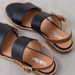 Sandalia Mykonos Cuero Negro - comprar online