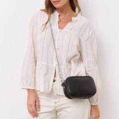 Bandolera Cielo Cuero Croco - Satchel