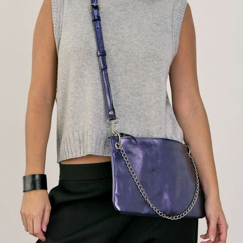 Sobre Bandolera Billie Cuero Metalizado - comprar online