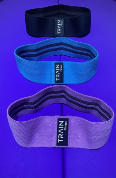 BANDAS HIP DE TELA ELÁSTICA - 7.5 CM DE ANCHO - 3 INTENSIDADES - BAJA - MEDIA - ALTA - TRAIN FITNESS