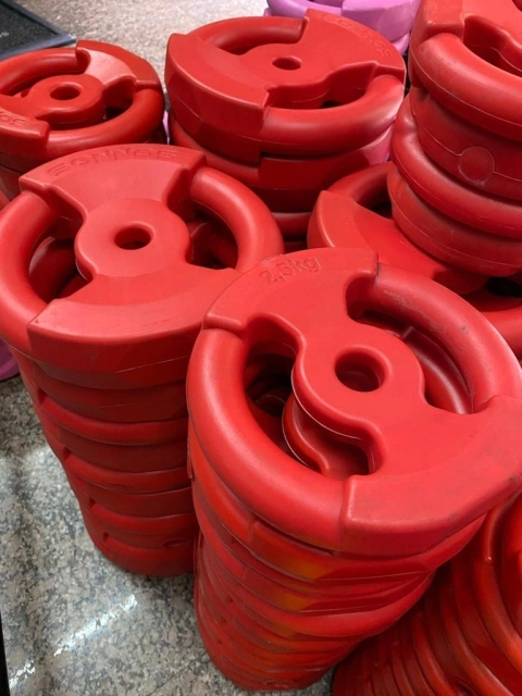 DISCOS DE PVC CON MANIJA ( RELLENOS) ROJOS o ROSAS - 1KG - 2.5KG - 5KG