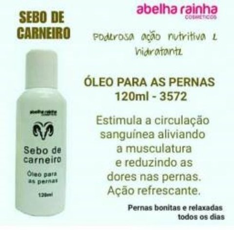 Sebo De Carneiro Óleo Para As Pernas - Abelha Rainha