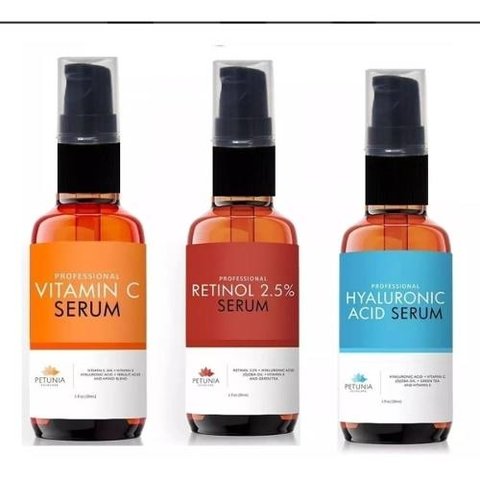 Kit Vitamina C 30ml + Retinoico 2,5% 30ml + Hialurônico 30ml
