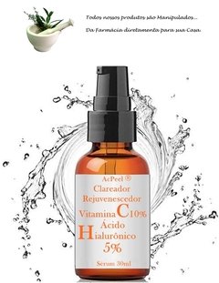 Ácido Ascórbico 10% com Ácido Hialurônico 5% Poderoso Clareadores e Rejuvenescedores 30ml
