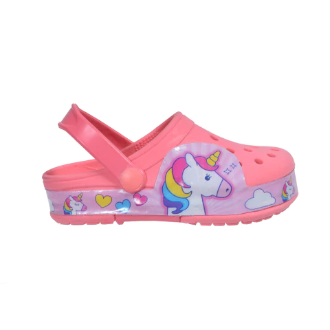 Zuecos de Goma Con Luces Unicornio Rosa Maskota (5031)