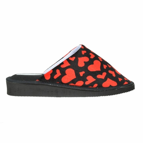 Pantuflas Negro Corazon Rojo Pantupie (61102)