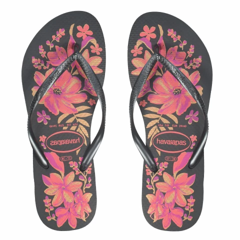 Ojotas Slim Organic Negro-Gris-Dorado Havaianas (28235)