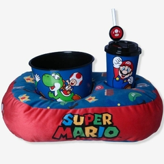 KIT ALMOFADA PIPOCA INFANTIL FIBRA VELUDO SUPER MARIO