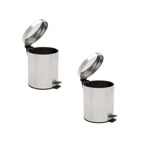 Combo Set X2 Cesto 5l Basura Acero Antihuella Cierre Suave