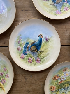 Plato de porcelana francesa Limoges ave pintado a mano 24 cm