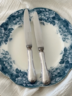 Set de 2 cuchillos para postre baño de plata y acero inoxidable 19 cm
