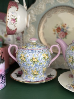 Servicio de té: tetera, azucarera y jarra de porcelana inglesa Shelley primrose bone china C1945-1966 - comprar online