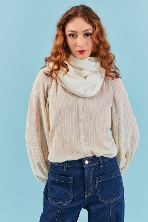 echarpe liso fino off white - comprar online