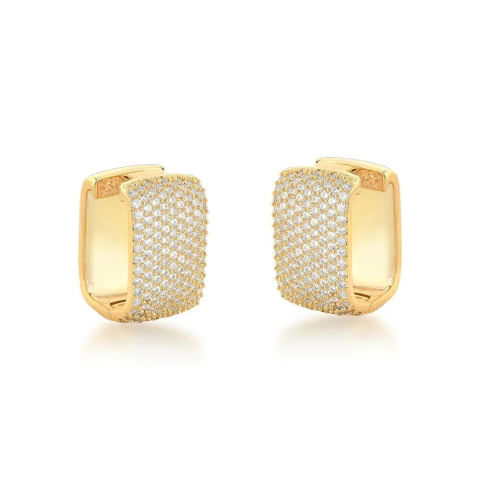 argola zircônias grossa dourada