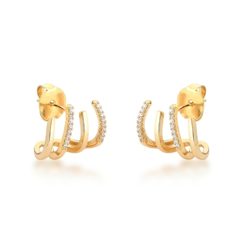 brinco zircônias garra dourado