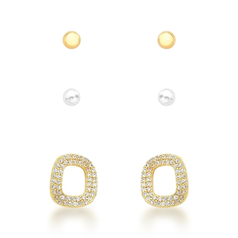 trio brincos dourado