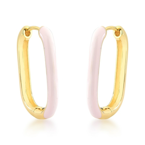 argola oval colorida rosa