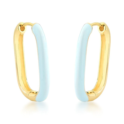 argola oval colorida azul