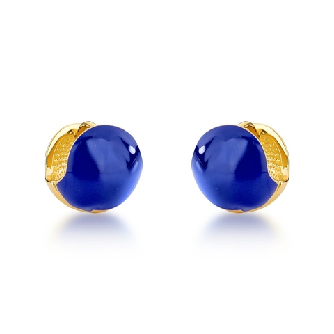 brinco bola azul escuro