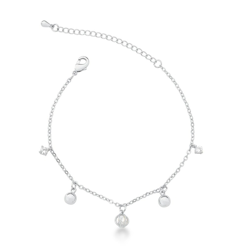 pulseira esfera zircônias prateada