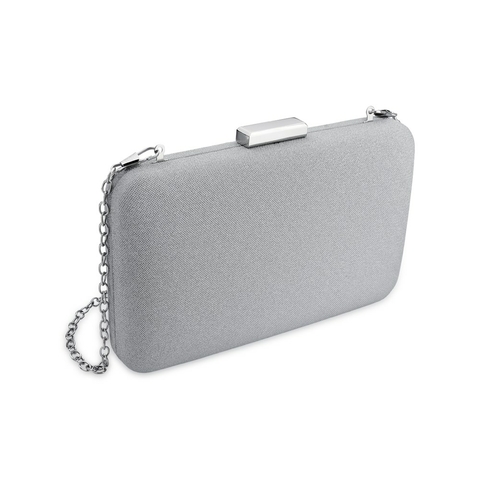 bolsa de festa clutch fecho baguete prata