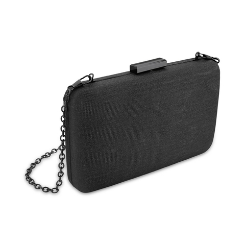 bolsa de festa clutch fecho baguete preta