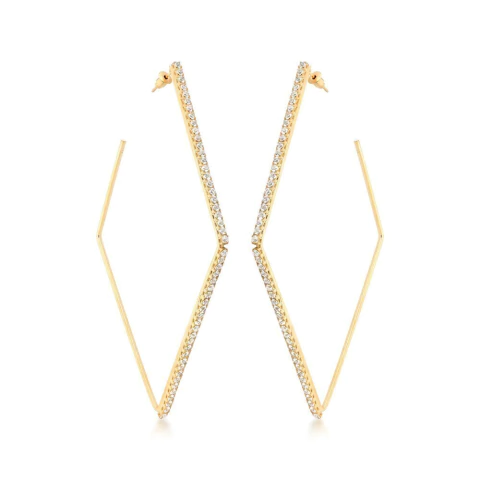 argola zircônias losango dourada