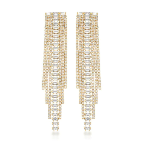 brinco zircônias riviera comprido dourado