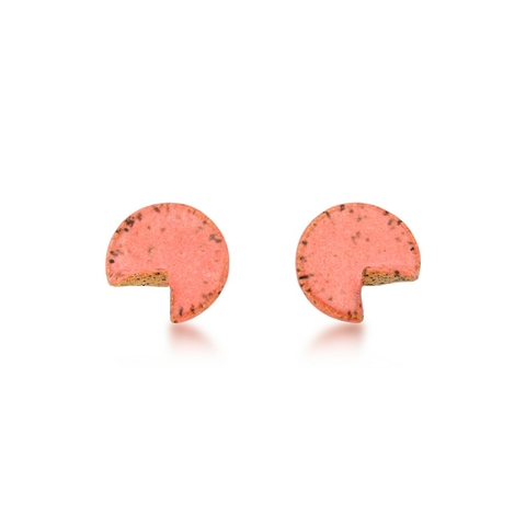 brinco cerâmica formas geométricas círculo rosa