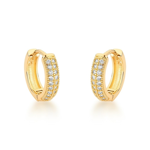 argola zircônias redonda dourada média