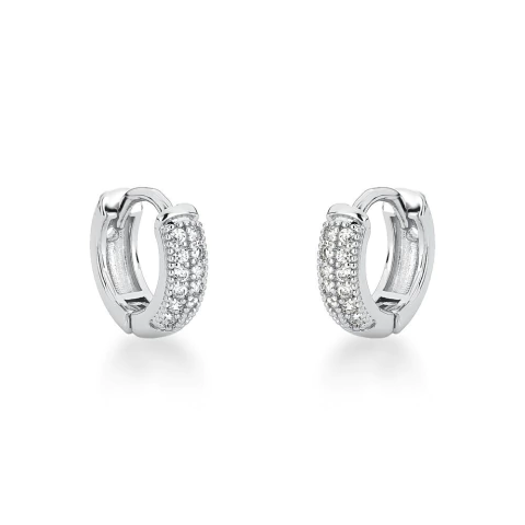 argola zircônias redonda prateada pequena