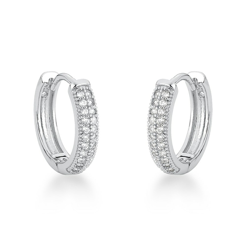 argola zircônias redonda prateada grande