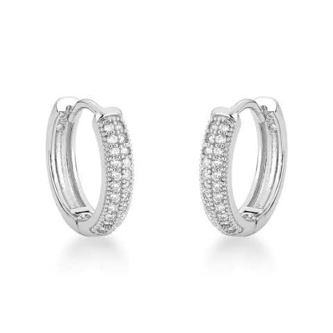 argola zircônias redonda prateada grande