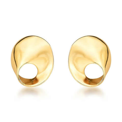 brinco liso onda dourado