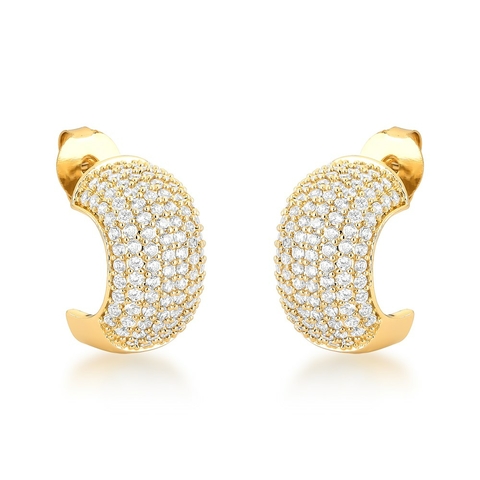 argola zircônias meia lua dourado