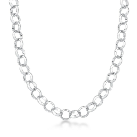 colar de elos redondos choker prateado