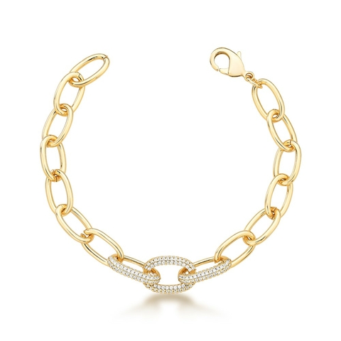 Pulseira de elos com zircônias dourada