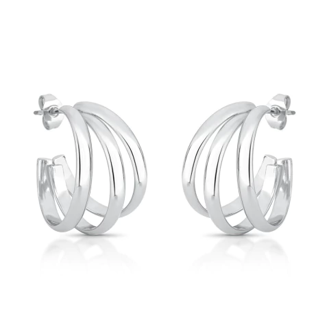 argola aço inox tripla média prateada