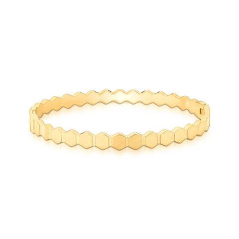 bracelete aço inox colmeia dourado