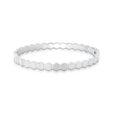 bracelete aço inox colmeia prateado