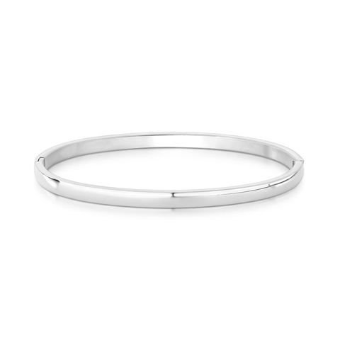 bracelete aço inox liso prateado