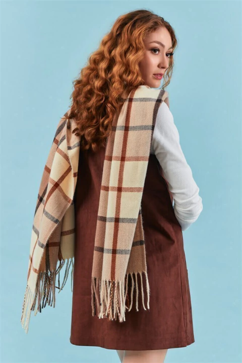 echarpe xadrez marrom e preto - comprar online